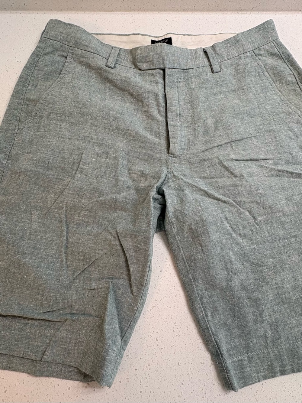 J. Crew Rivington Linen Cotton Blend Flat Front Shorts Size 30 Heather Green